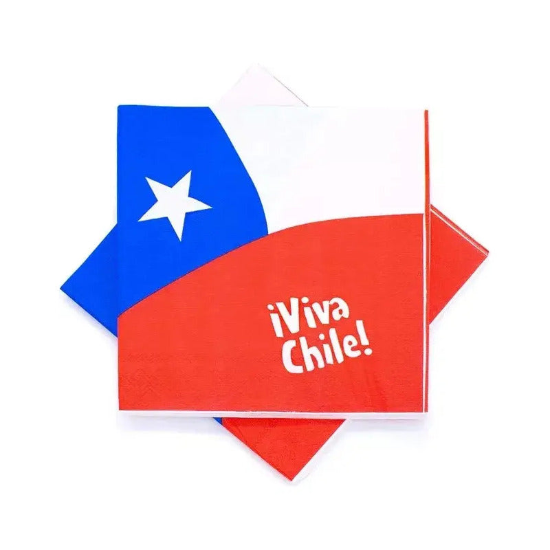 40 Servilletas Fiestas Patrias Bandera Viva Chile 33x33cm Color Bandera De Chile
