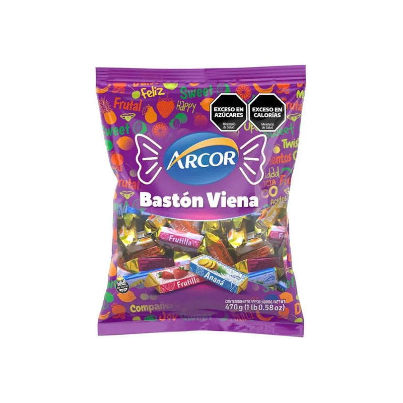 Caramelos Arcor Bastón Viena Sabor Frutas 470g