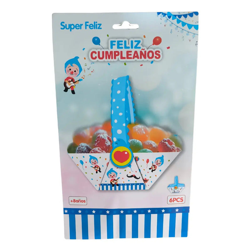 Pack 6 Canastas De Cumpleaños Para Dulces Payaso Plim Plim