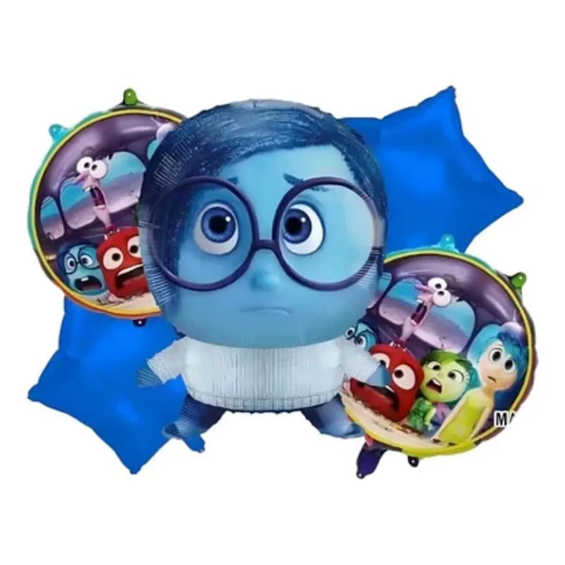 Set De Globos Decoración Intensamente Tristeza 5 Unidades Azul