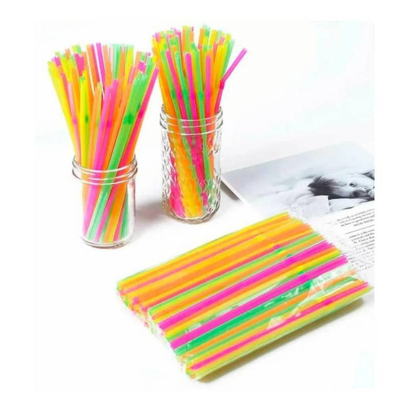 100 Bombillas Plásticas Fluor Flúor