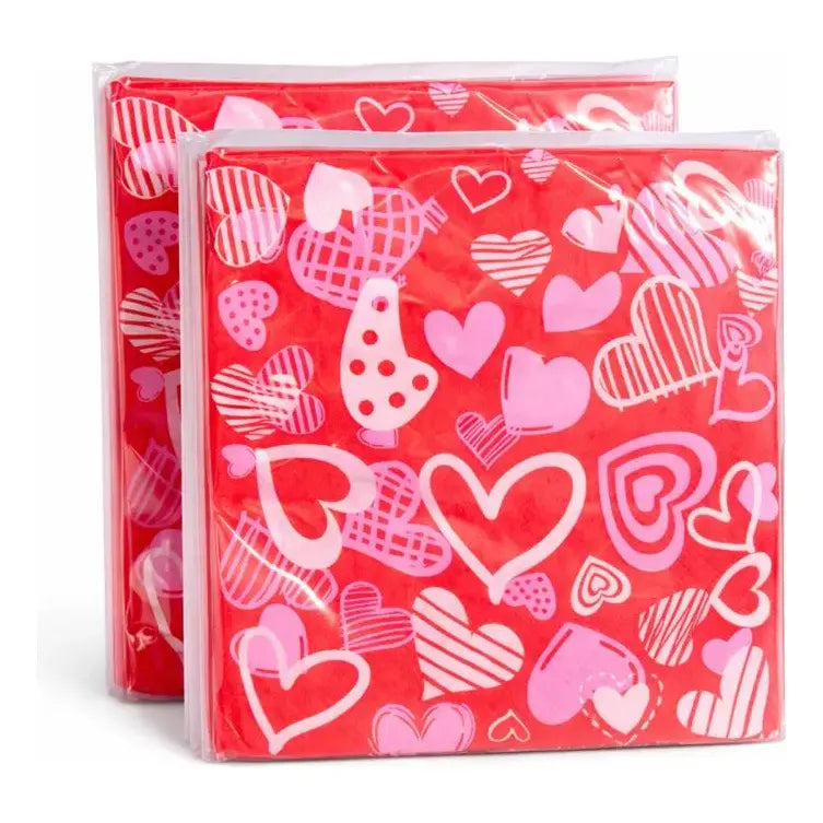 16 Servilletas Desechables Corazones Fiesta San Valentín Rojo