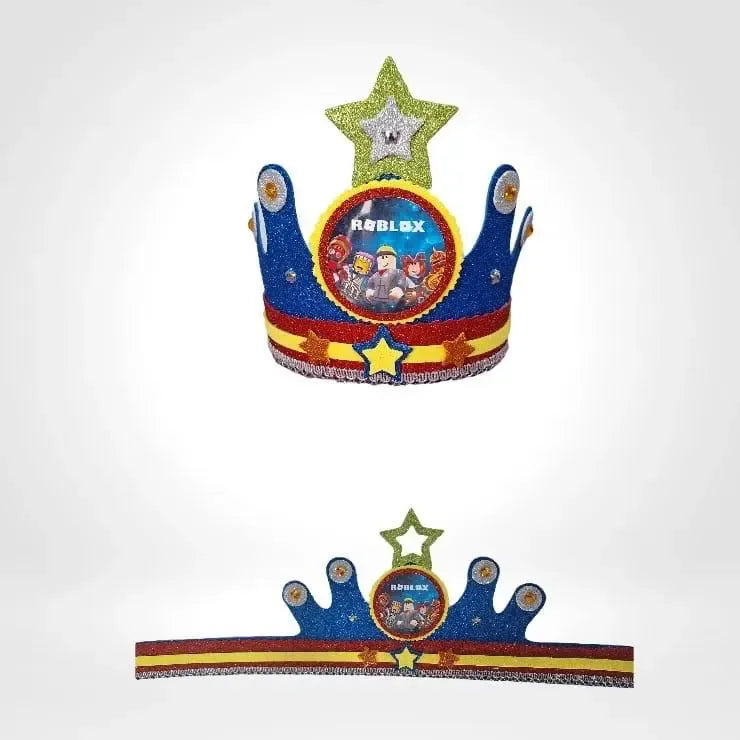 Corona De Cumpleaños Festejado Roblox Azul, Rojo Y Amarillo