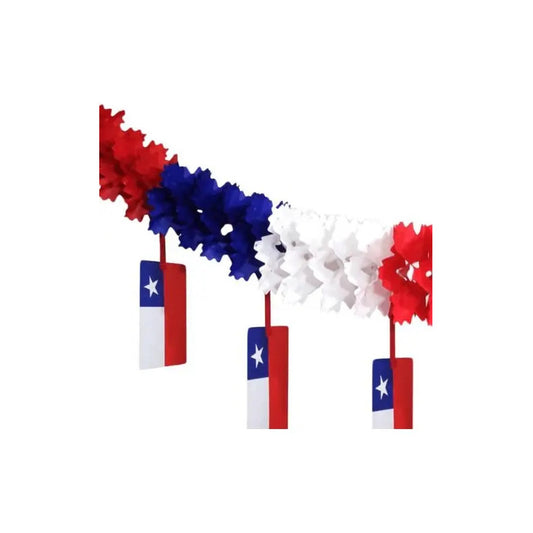 Decoración Fiestas Patrias Guirnalda Bandera 40cm X 2mt Tricolor