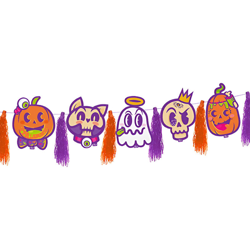 Decoración Halloween Guirnalda Colgante Con Flecos Naranjo