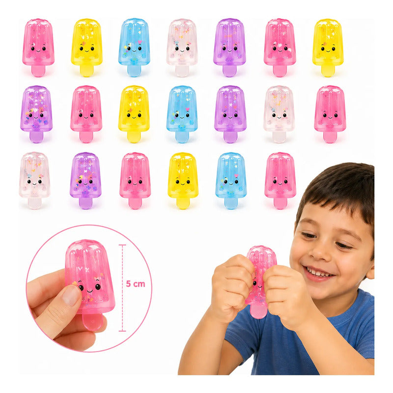24 Juguete Squishy Antiestrés Paleta Helado Kawaii Brillo Surtido