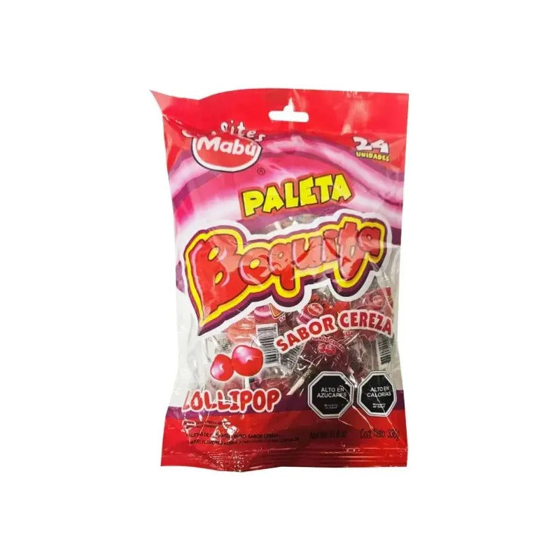 Paleta Caramelo Mabu Sabor Cereza Sin Lactosa Bolsa 24 Unidades