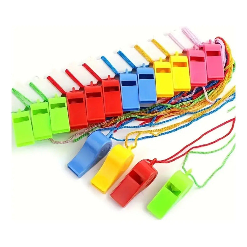 Pack 24 Silbatos Plásticos De Niños Con Colgante