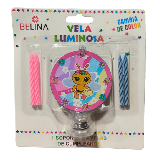 Vela Luminosa De Cumpleaños Rosa Abejita Chiquitita