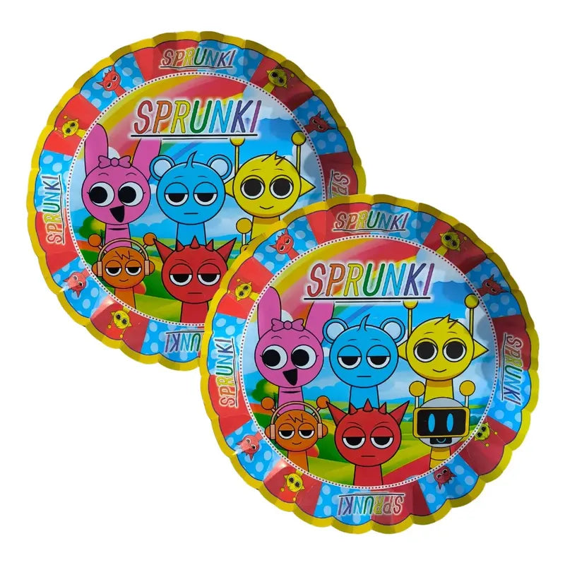 Pack 4 Bandejas Cumpleaños Sprunki ( Cartón 32 Cm ) Rojo