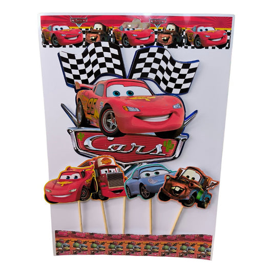 Pack 5 Topper Torta Cumpleaños Cars Cotillón