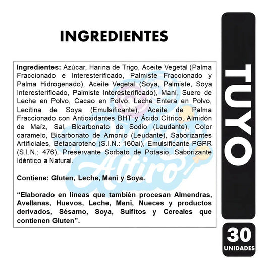 Oblea Costa Tuyo Con Crema De Maní Y Baño De Chocolate, Pack De 30 Unidades