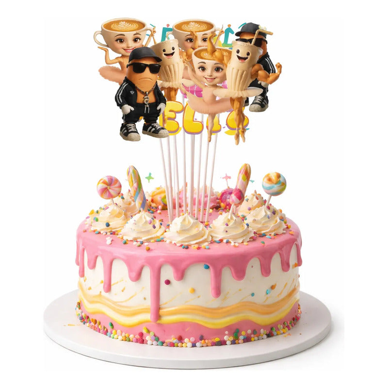 Set Toppers Torta Cumpleaños Brainrots Capuchina Divertidas Marrón
