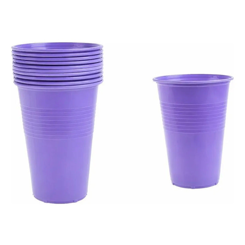 Pack 50 Vasos Plásticos De Color Para Fiestas 10oz - 300cc Violeta