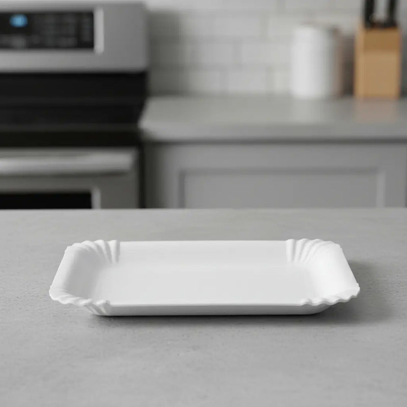 50 Platos Descartables De Torta De Cartón 23x17 Cm Rectangul Blanco