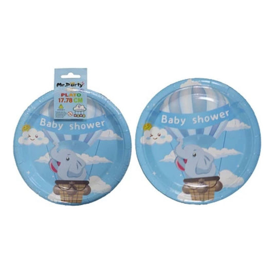 Pack 6 Platos Cotillón Baby Shower Niño