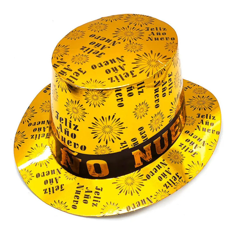 Pack 3 Gorros Año Nuevo Dorado Diseño Cotillón Dorado
