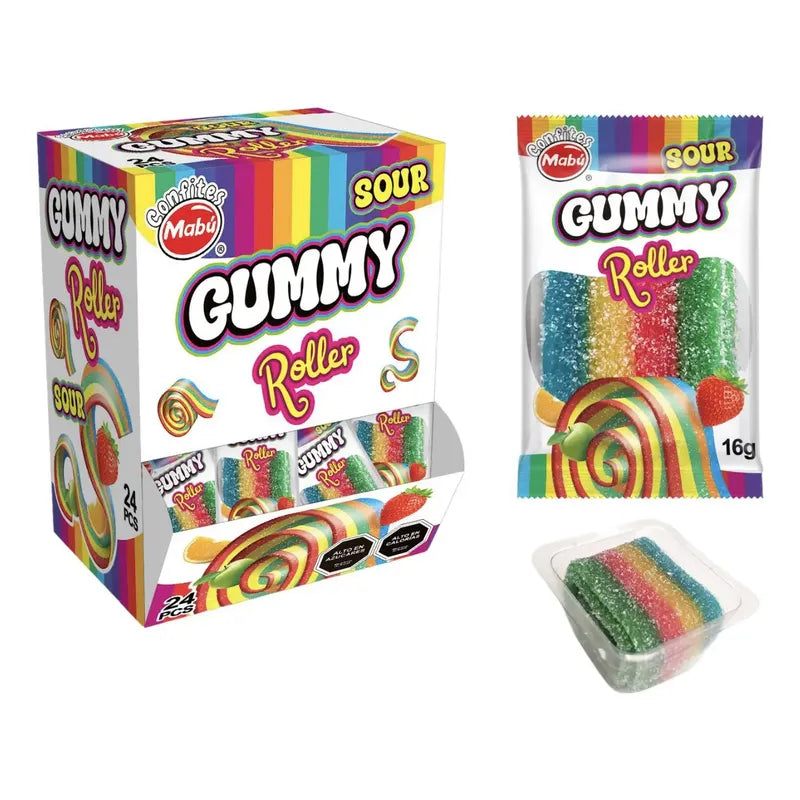 Gummy Roller Sour Gomitas Largas (24 Unidades)