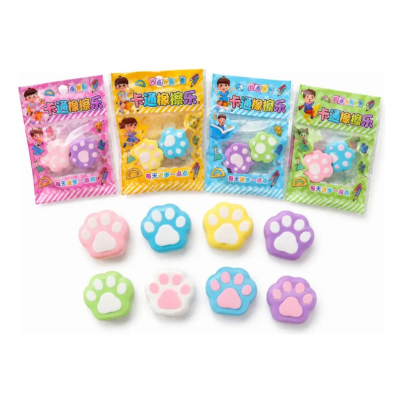 20 Set De Gomas De Borrar Kawaii Patitas O Huellas Sorpresas Surtido