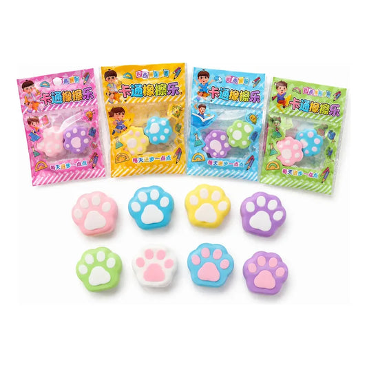 20 Set De Gomas De Borrar Kawaii Patitas O Huellas Sorpresas Surtido