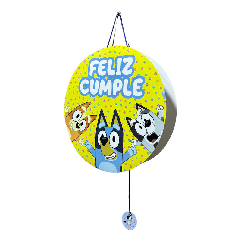 Piñata Cumpleaños Plana 3d Bluey Amarillo