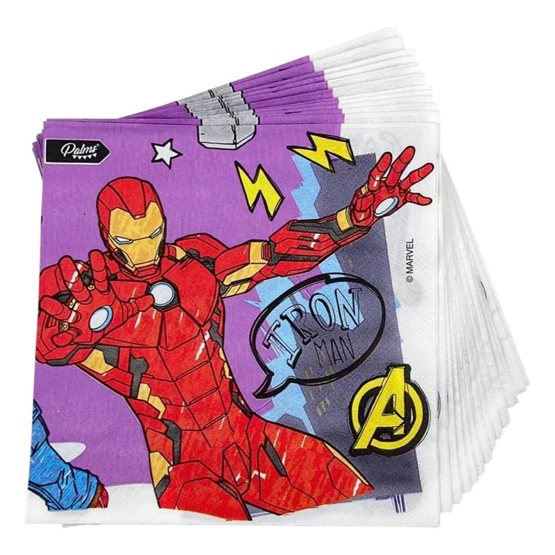 12 Servilletas Avengers Marvel Fiesta Cumpleaños Cotillón Rojo