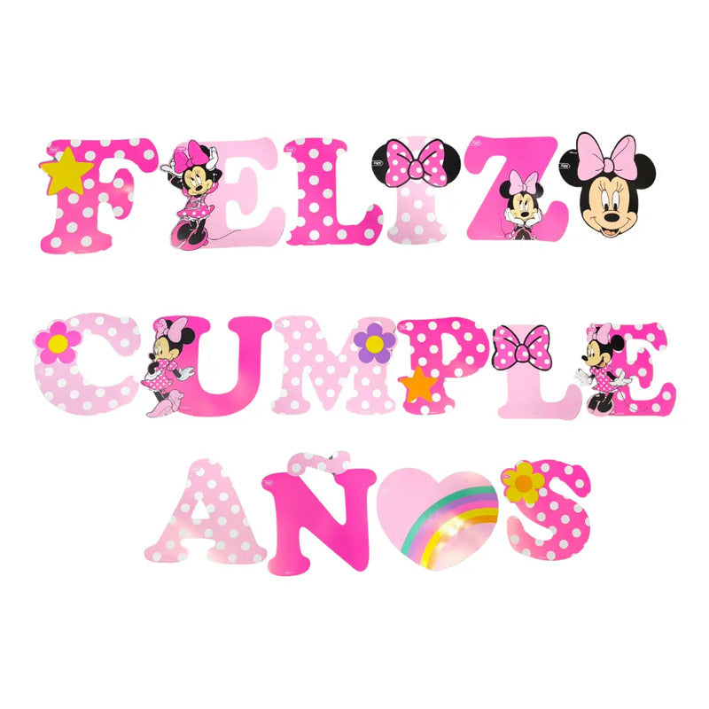 Feliz Cumpleaños Minnie Mouse Guirnalda Rosa Minnie Mouse
