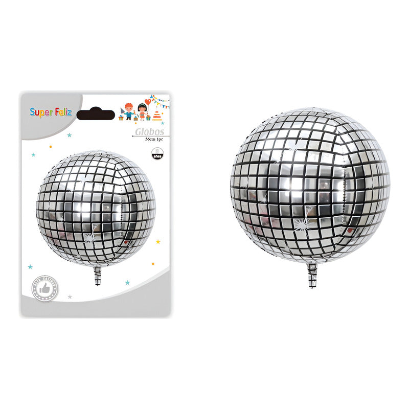 Globo Bola Disco Mylar 55 Cm Plateado Bola Disco