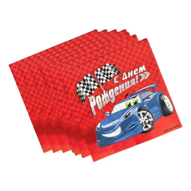 Pack 12 Servilletas Desechables De Cumpleaños Cars Rojo