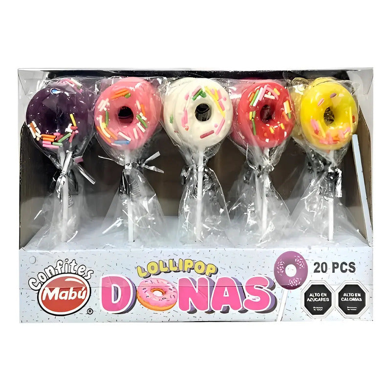 Chupetines Surtidos Mabu Donas Caramelo Duro 20 Unidades