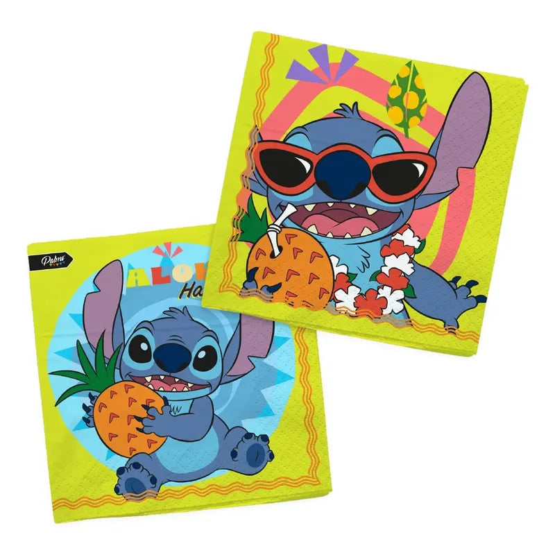 12 Servilletas De Papel Lilo Y Stitch Para Fiesta Y Cotillón Amarillo
