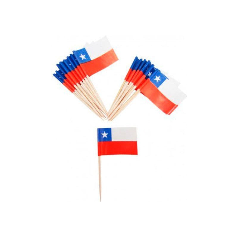 Mondadientes O Pinchos Bandera Chile X 25 Unidades Tricolor