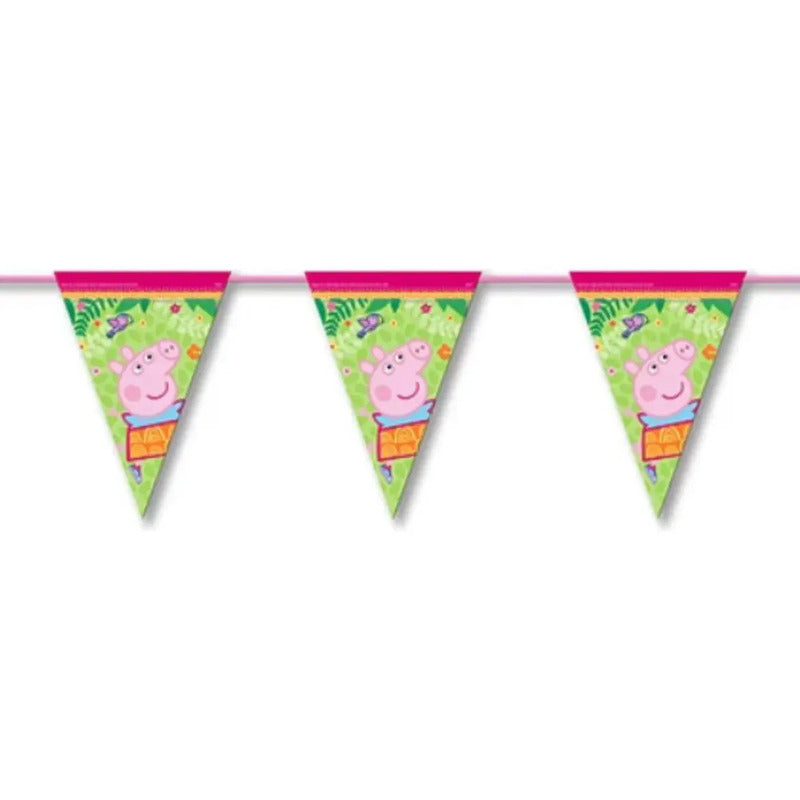 Guirnalda Banderines Peppa Pig Fiesta Cumpleaños Rosa