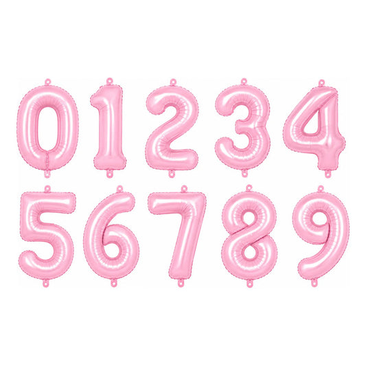 Globo Metálico Número 81 Cm Rosado Pastel Para Fiesta 0
