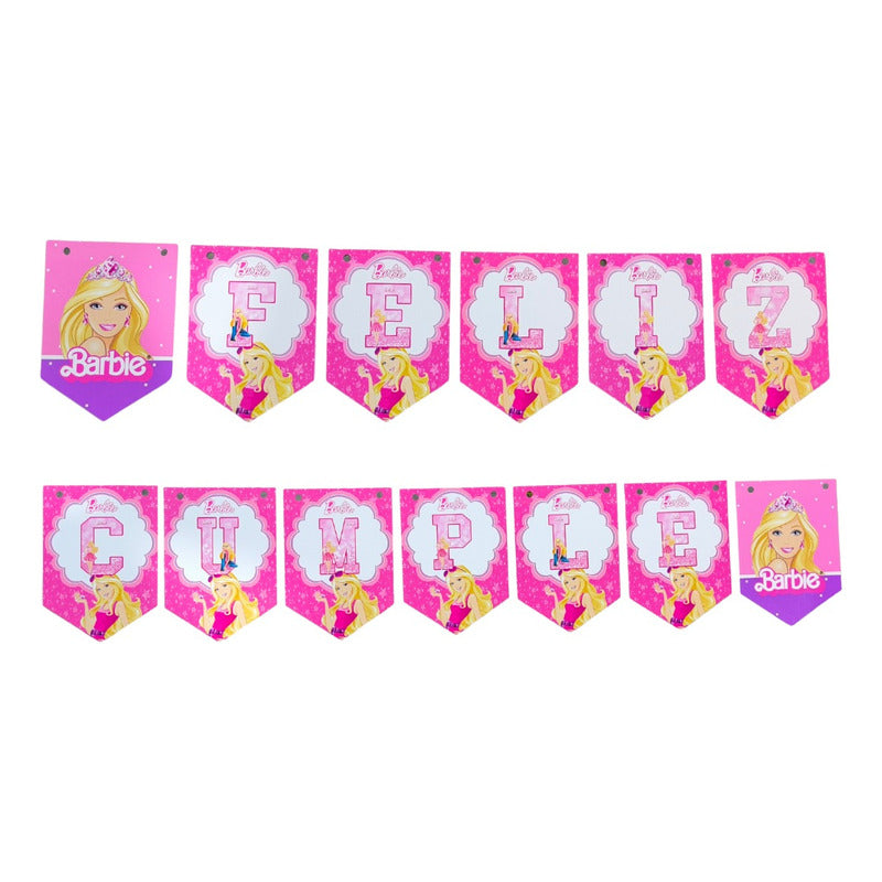 Cotillón Barbie Guirnalda Feliz Cumple