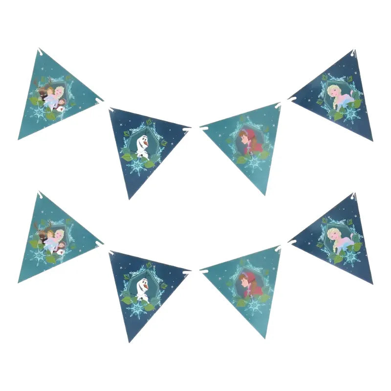 Banderín Colgante Decorativo Cumpleaños Frozen Celeste