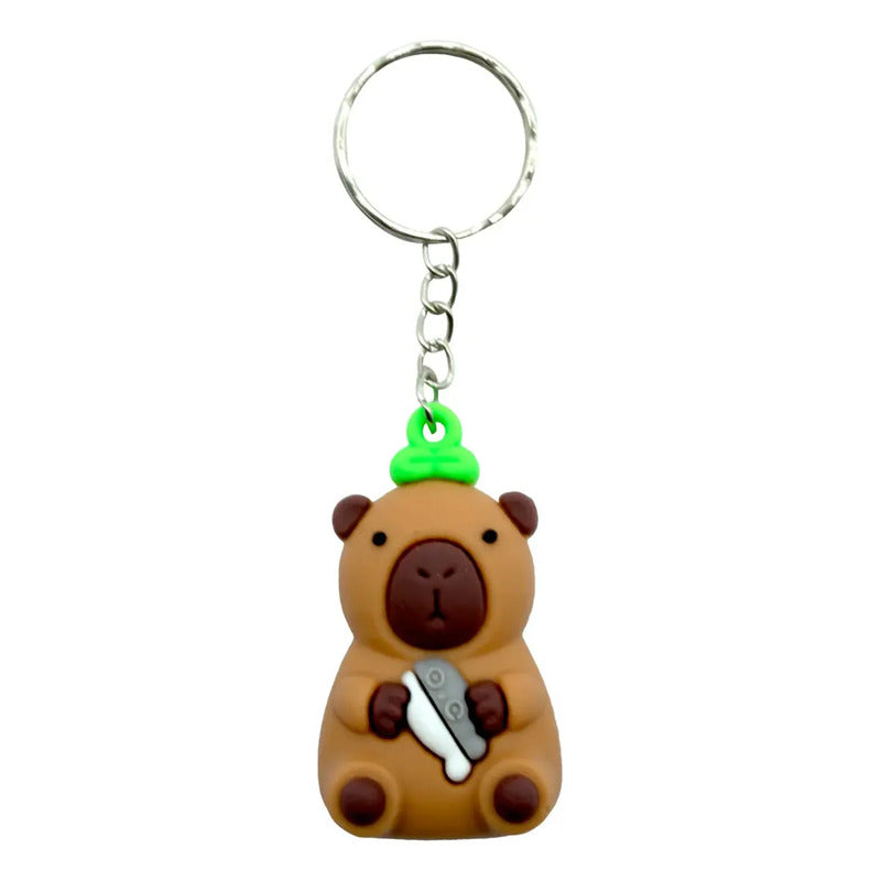 Pack 12 Llaveros Colgantes De Goma Capibara Capybara Color Marrón