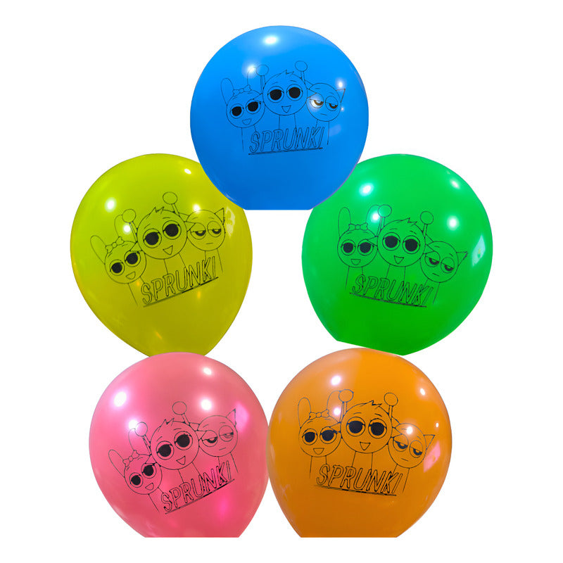 Set 12 Globos De Cumpleaños Sprunki Cotillón Surtido