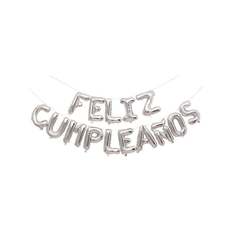 Globo Metálico 16 Plateado Feliz Cumpleaños