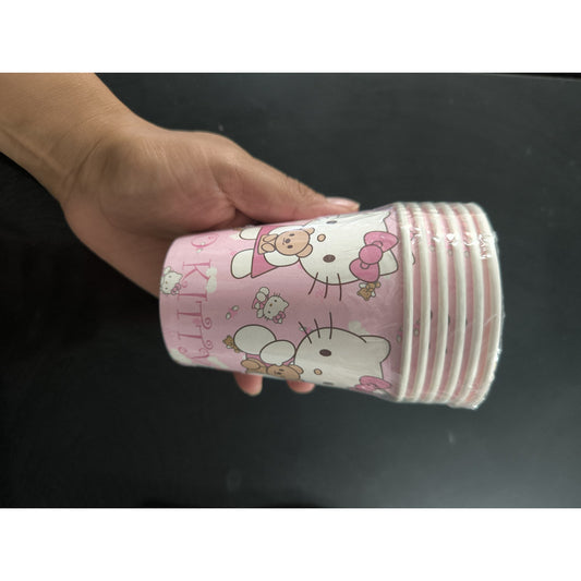 Pack 6 Vasos Cumpleaños Hello Kitty Desechables Rosa