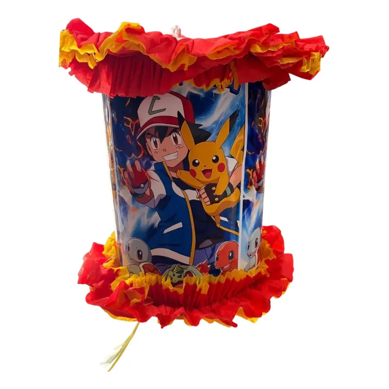 Piñata Tambor Pokémon Ash Pikachu Fiesta Cumpleaños Rojo