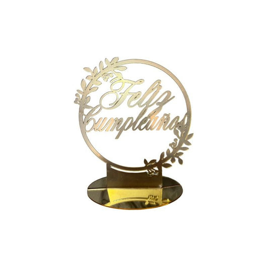 Topper O Adorno Decorativo Para Torta Acrílico Dorado