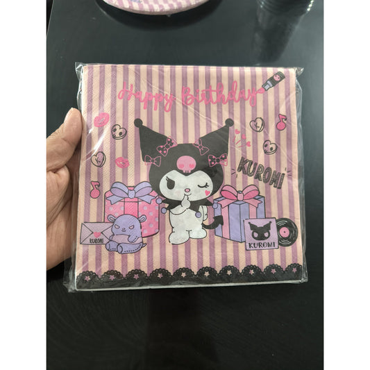 Servilletas Desechables Cumpleaños Kuromi ( 16 Unidades )