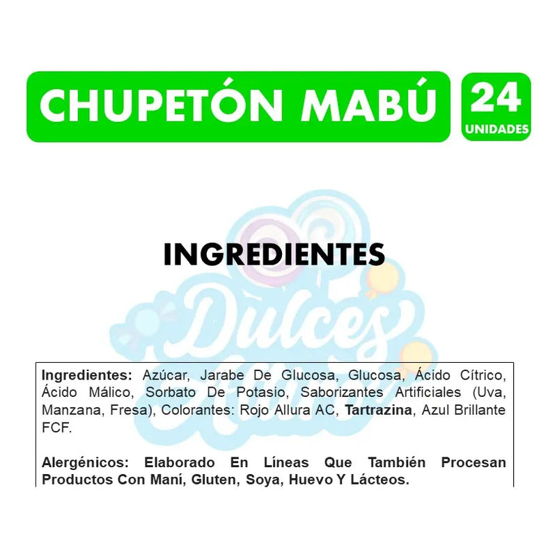 Chupetín Mabu Dulce Líquido 24 Unidades Manzana Fresa Uva