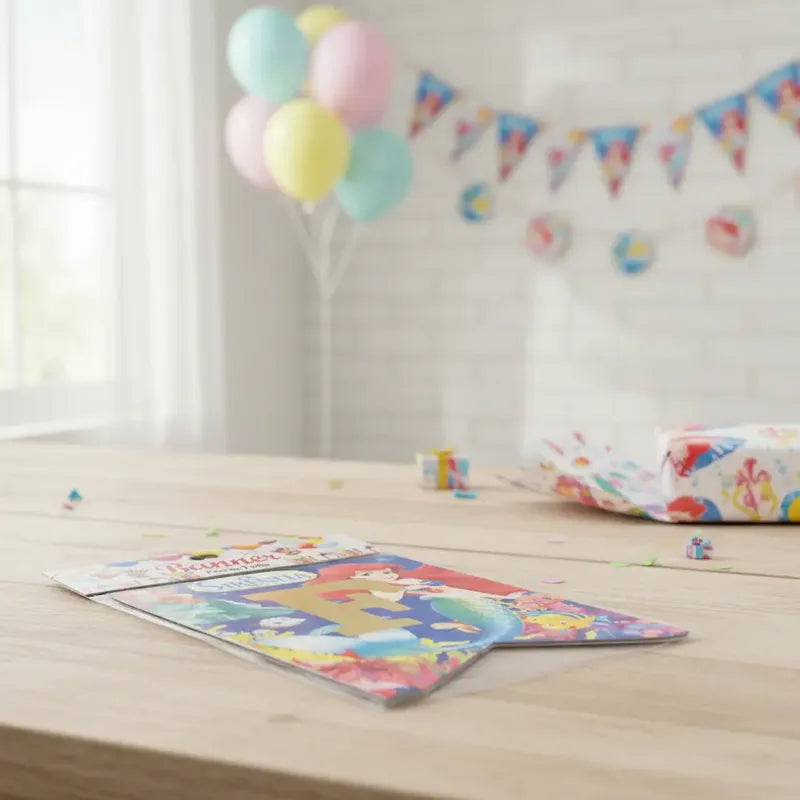 Banner La Sirenita Feliz Cumpleaños Fiesta Infantil Guirnald Rojo