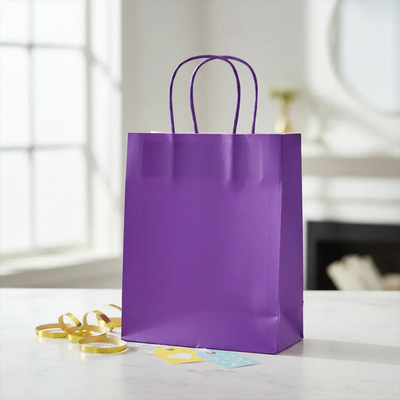 Pack 12 Bolsas De Papel Kraft De Color 27x21x11 Cm