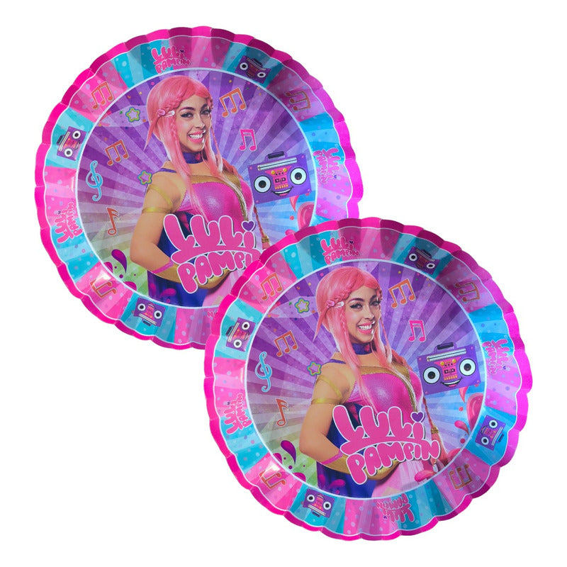 Pack 4 Bandejas Cumpleaños Luli Pampim ( Cartón 32 Cm ) Rosa