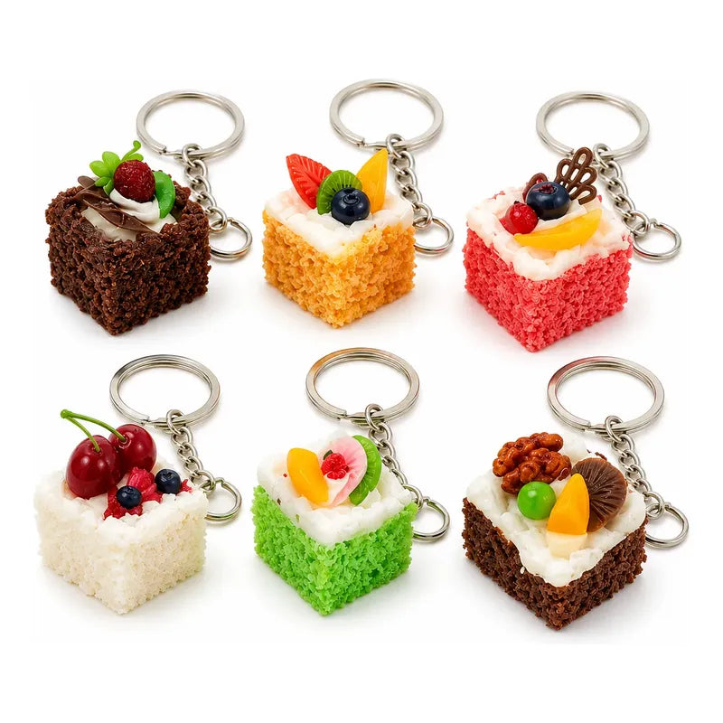 Set 6 Llavero Colgante Diseño Torta Kawaii 3d Surtido