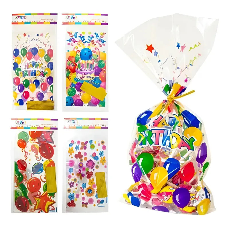 Bolsa De Dulces Cotillón Cumpleaños Celofán ( 10 Unidades ) Surtido