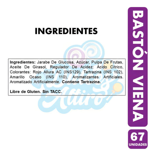 Caramelos Arcor Bastón Viena Sabor Frutas 470g